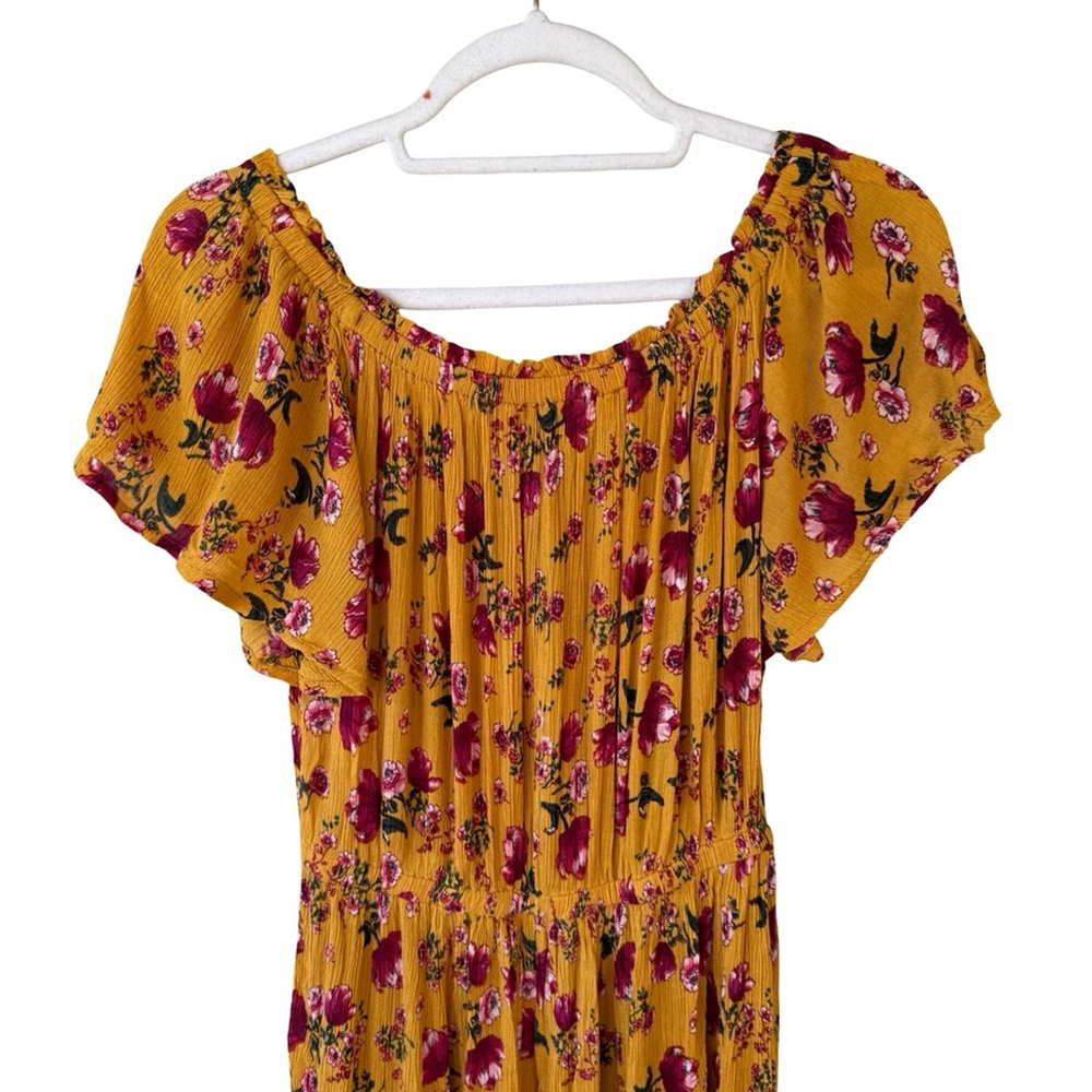 Patrons of Peace Mustard Floral Midi Dress Size S Cottagecore Boho Festival - Picture 11 of 12